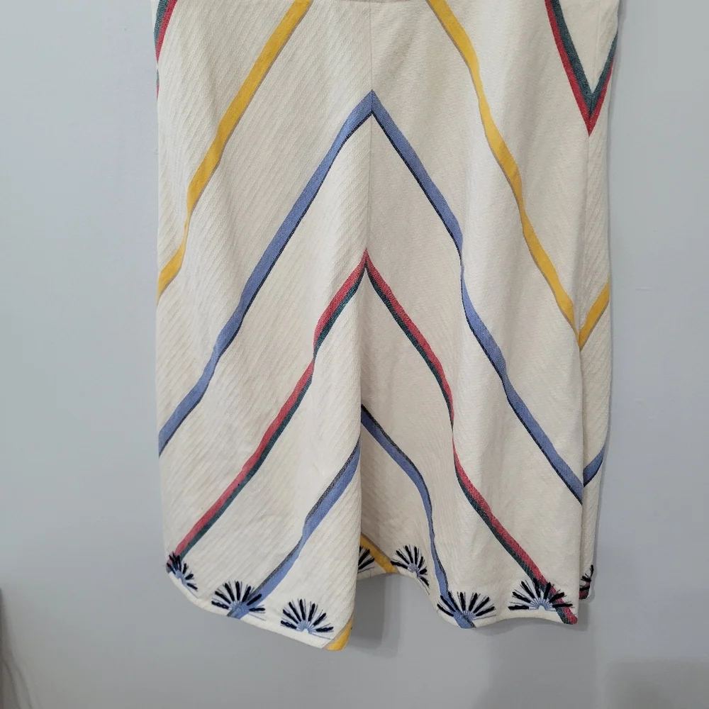 Tory Burch Blaine Tunic Dress Drawstring Waist Sz 4 Linen Blend Nautical Striped - Picture 12 of 14
